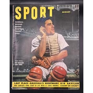 1951 Sport Yogi Berra Magazine New York Yankees, Baseball, MLB Bob Feller HOF